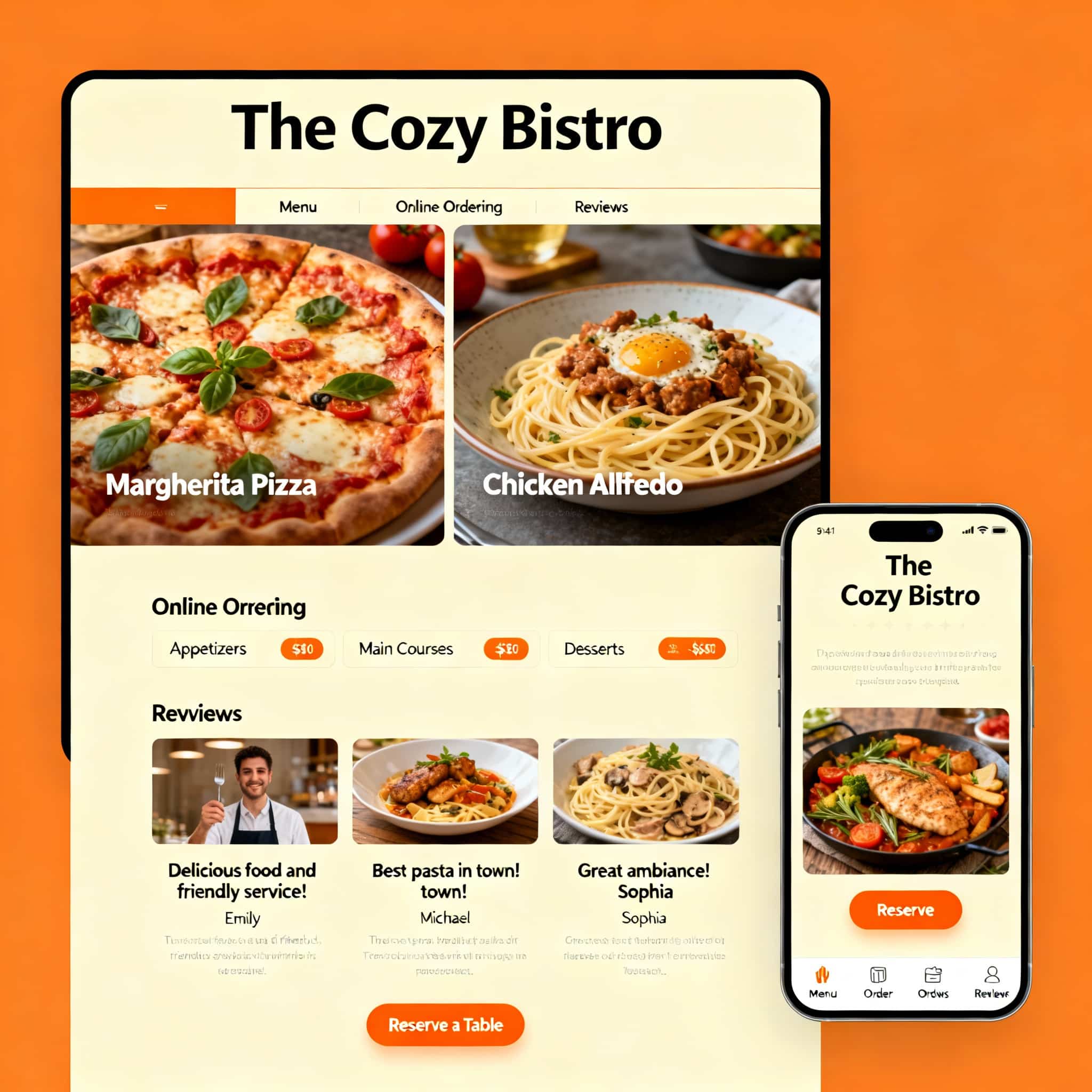Cozy bistro mobile app demo showcase