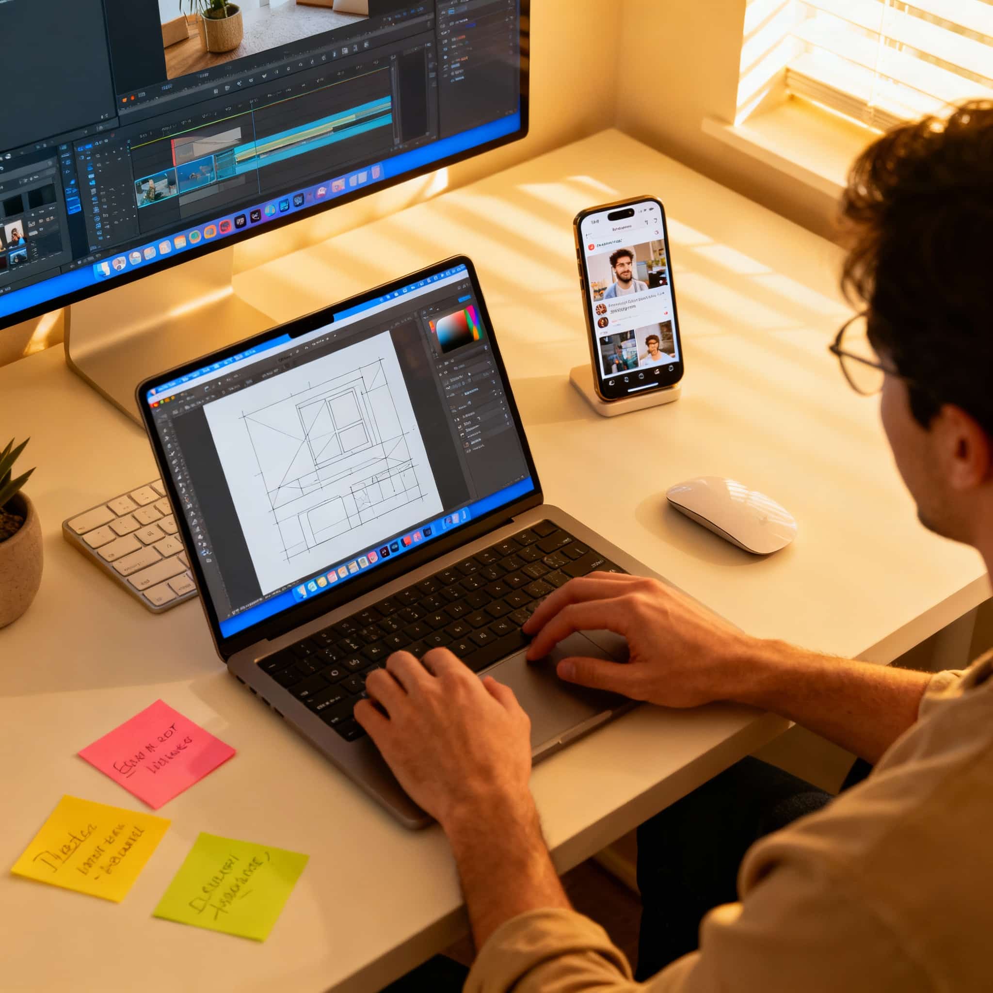 Digital Chefs: Tools That Help You Cook Up Great Content 2 Digital Chefs | Modern content creator workspace with digital marketing tools and creative planning materials