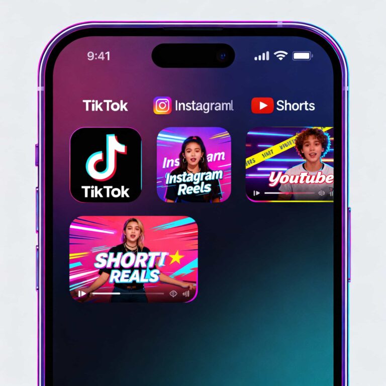 Short-Form Video | Smartphone displaying popular short-form video platforms for digital marketing